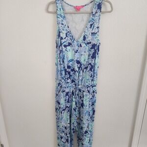 Lilly Pulitzer Paulina Jumpsuit size Medium koala pantsuit summer blue